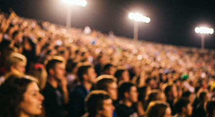 A large crowd of people at a nighttime event.