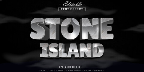 Chrome stone island text, editable text effect.