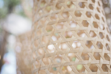 Close-up image of a bamboo wicker work basket.
