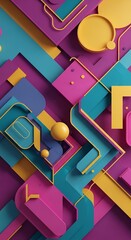 Colorful Abstract Geometric Composition with Depth and Shadows creates modern design