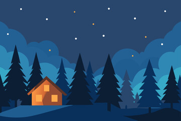 Cinematic Pine Forest with Soft Snowfall