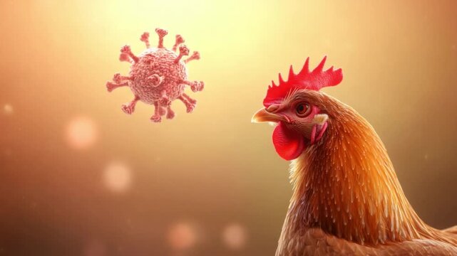 Chicken Encountering Virus, Symbolizing Health Issues and Veterinary Concerns in Poultry Farming Industry 4k video footage