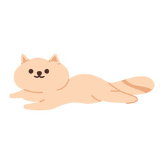 Cute Doodle White Cat Relaxing Illustration