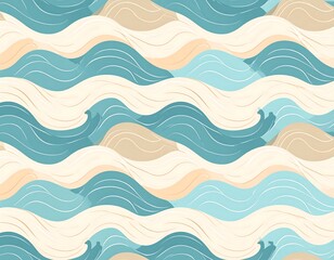 Fototapeta premium Stylish and Elegant Wave Pattern Illustration with a Harmonious Blend of Colors and Smooth Lines