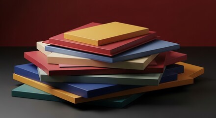 Colorful Wooden Squares Stacked Artistically, Abstract Composition for Designers, Decorative