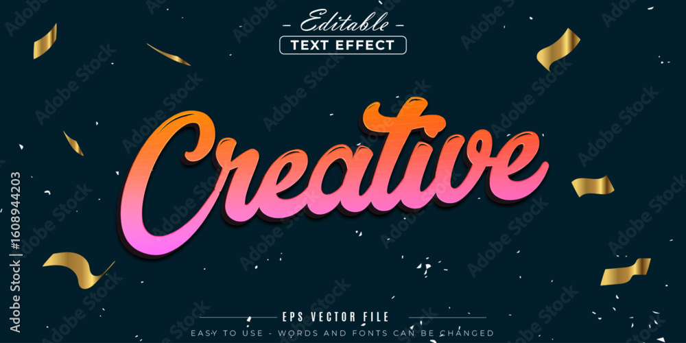 Poster creative text style, editable text effect.