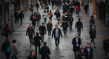 Pedestrians walking on a city street.
