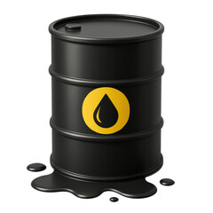 Power Production Hydrocarbon concept. Oil barrel with a yellow drop symbol and a spill on the ground.