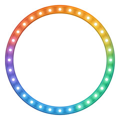 Obraz premium Circular rainbow led light string forming a ring isolated on transparent background