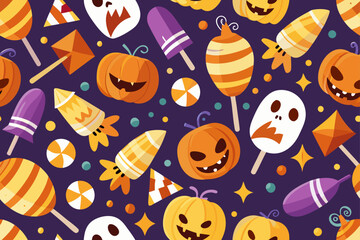 Naklejka premium Pattern of Classic Halloween Candy Vector