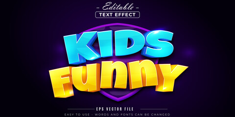 Neon kids funny text, editable text effect.