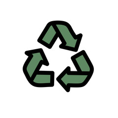 A recycling symbol made of three arrows forming a triangle, indicating the importance of recycling and reducing waste.