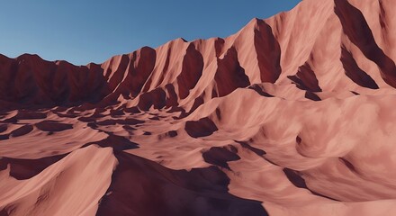 Dramatic Desert Landscape with Sand Dunes and Clear Blue Sky Creating a Vast Vista