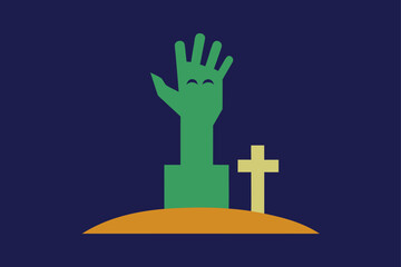 Stylized Zombie Hand Rising from a Grave Vector