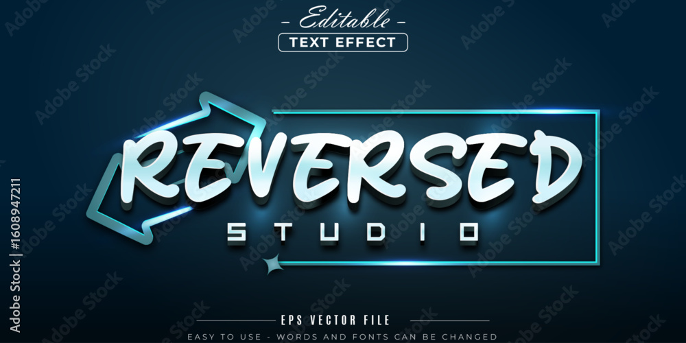 Poster reversed studio text style, editable text effect.