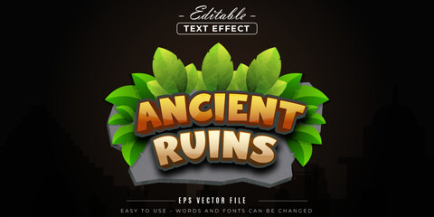 Ancient ruins text, editable text effect.