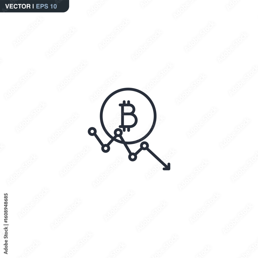 Aufkleber bitcoin drop, linear style sign for mobile concept and web design
