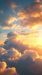 Heavenly Sunset Sky with Glowing Clouds