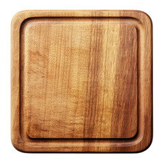Square wooden cutting board with juice groove isolated