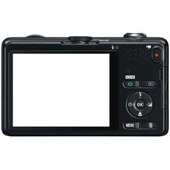 Obraz premium Portable Camera Back UI PNG: Large Screen with Function Buttons Design Element