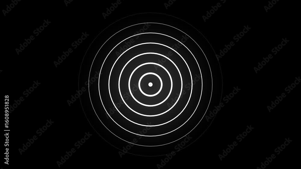 Poster radio wave signal transmission animation with circular pulse lines, frequency ripples, and electroma