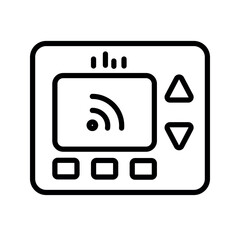 Black line art of a digital device with wifi symbol technology signal
