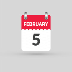 FEBRUARY 5 calendar Date Month icon