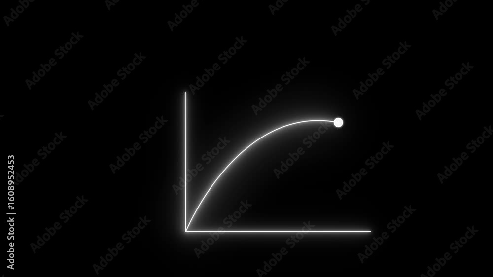 Poster neon business graph chart icon animation black background. abstract neon line business graph animati