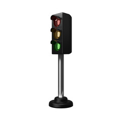 Perspective Views 3d Render of Traffic Light Illustration