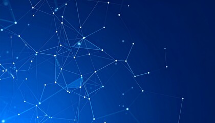 Abstract network of interconnected nodes and lines on a dark blue background (2)