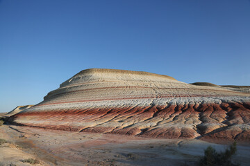 The colors of Tiramisu Canyon in Mangystau, Kazakhstan