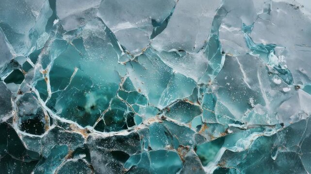 Cracked icy surface reveals vibrant water beneath reminding of fragile beauty hidden in nature and the delicate balance of life in frozen and remote environments