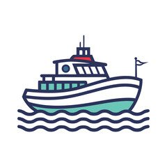 Obraz premium Cruise Ship on the Sea on White Background