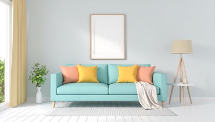 Pastel living room mockup