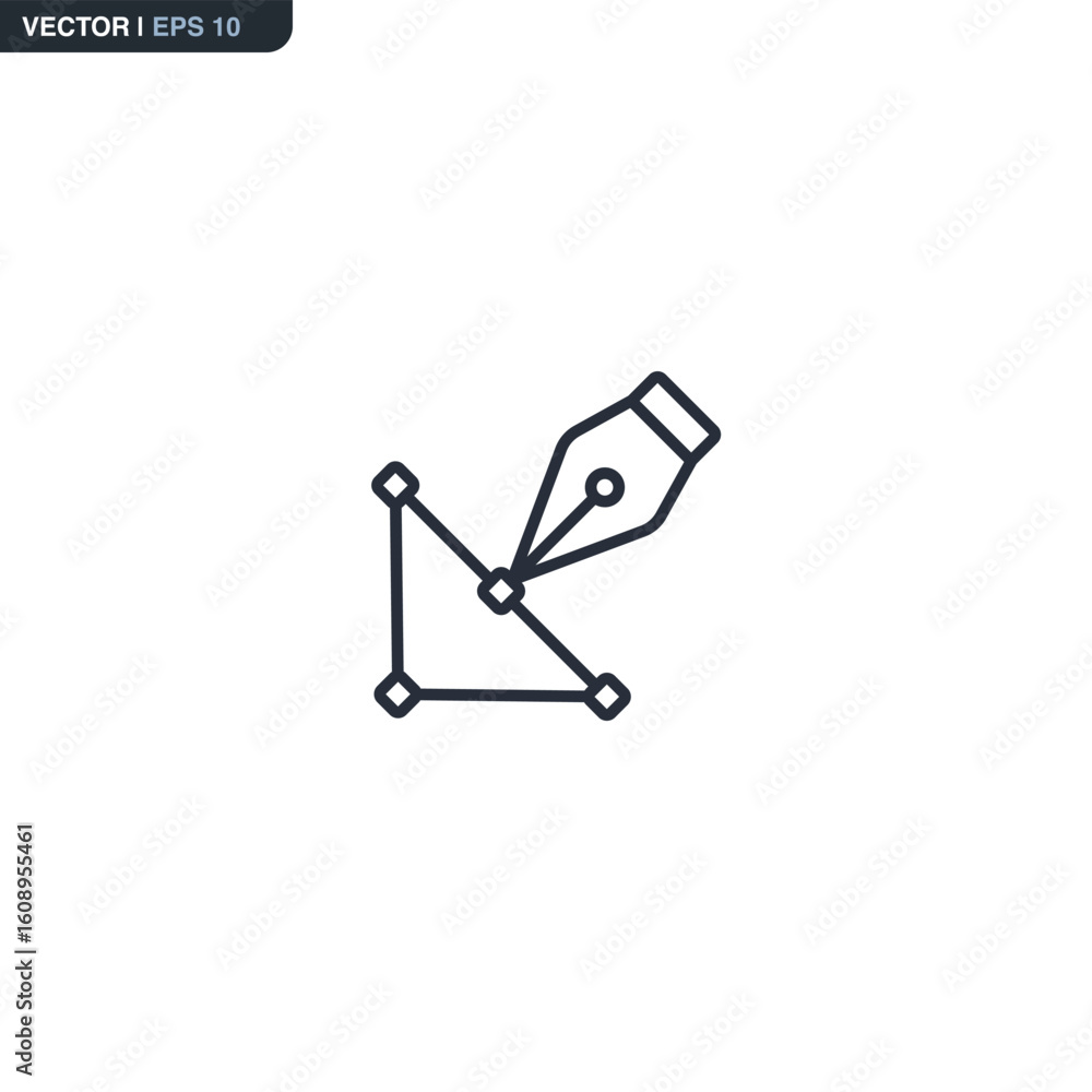 Poster fountain pen nib glyph, linear style sign for mobile concept and web design