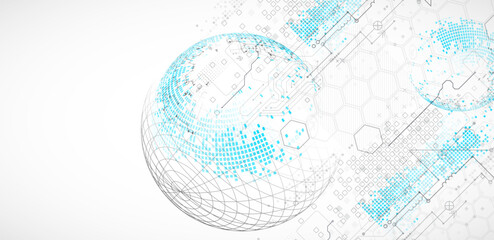 Science and technology background using hexagon and sphere shapes. Vector.