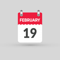 FEBRUARY 19 calendar Date Month icon