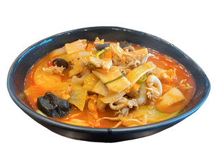 Spicy Seafood Jjamppong with Fresh Squid and Vegetables in Rich Broth Perfect Korean Noodle Soup