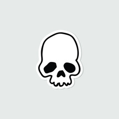 Black and white skull head illustration, vector