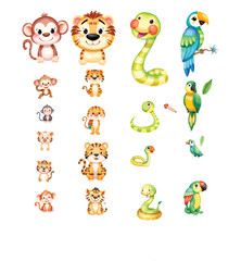 
Funny dog in various emotion and action poses mascot animal with cartoon style