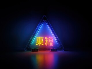 Holographic Neon Warning Sign
