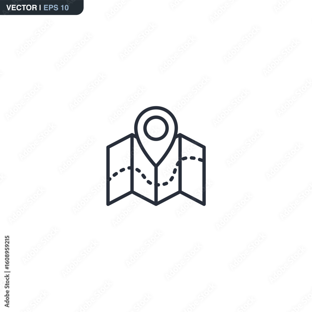 Aufkleber map location, linear style sign for mobile concept and web design