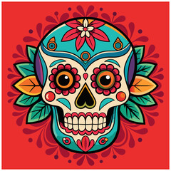 Fototapeta premium skull with flowers