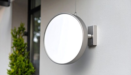 Round blank sign on wall