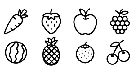 Outline drawing of fruits and vegetable