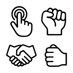 Outline illustrations of various hand signs