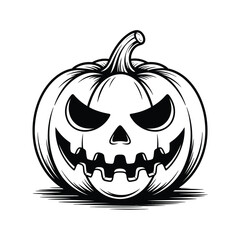 Spooky halloween jack o lantern carving with scary face illustration
