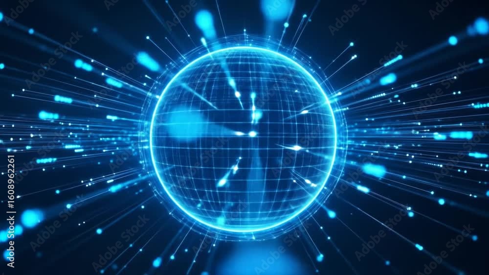 Poster futuristic technology data transfer connection network global communication
