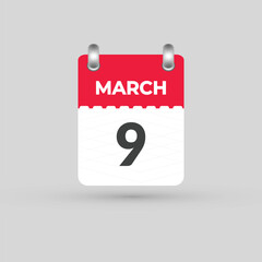 MARCH 9 calendar Date Month icon