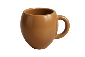 Ceramic coffee cup with handle on black background isolated transparent background